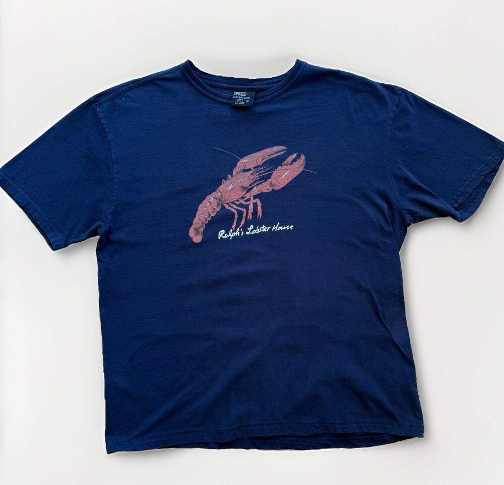 Vintage Ralphs Lobster House Shirt M Blue 90s Polo Ralph Lauren New York RRL